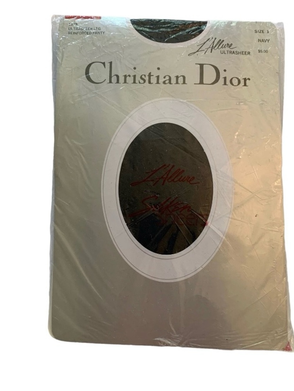Vintage Christian Dior Ultra Sheer Leg Reinforced Panty NAVY Pantyhose Nylon A